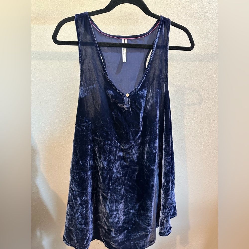 Anthropologie Blue Velvet Racerback Tank Size Large